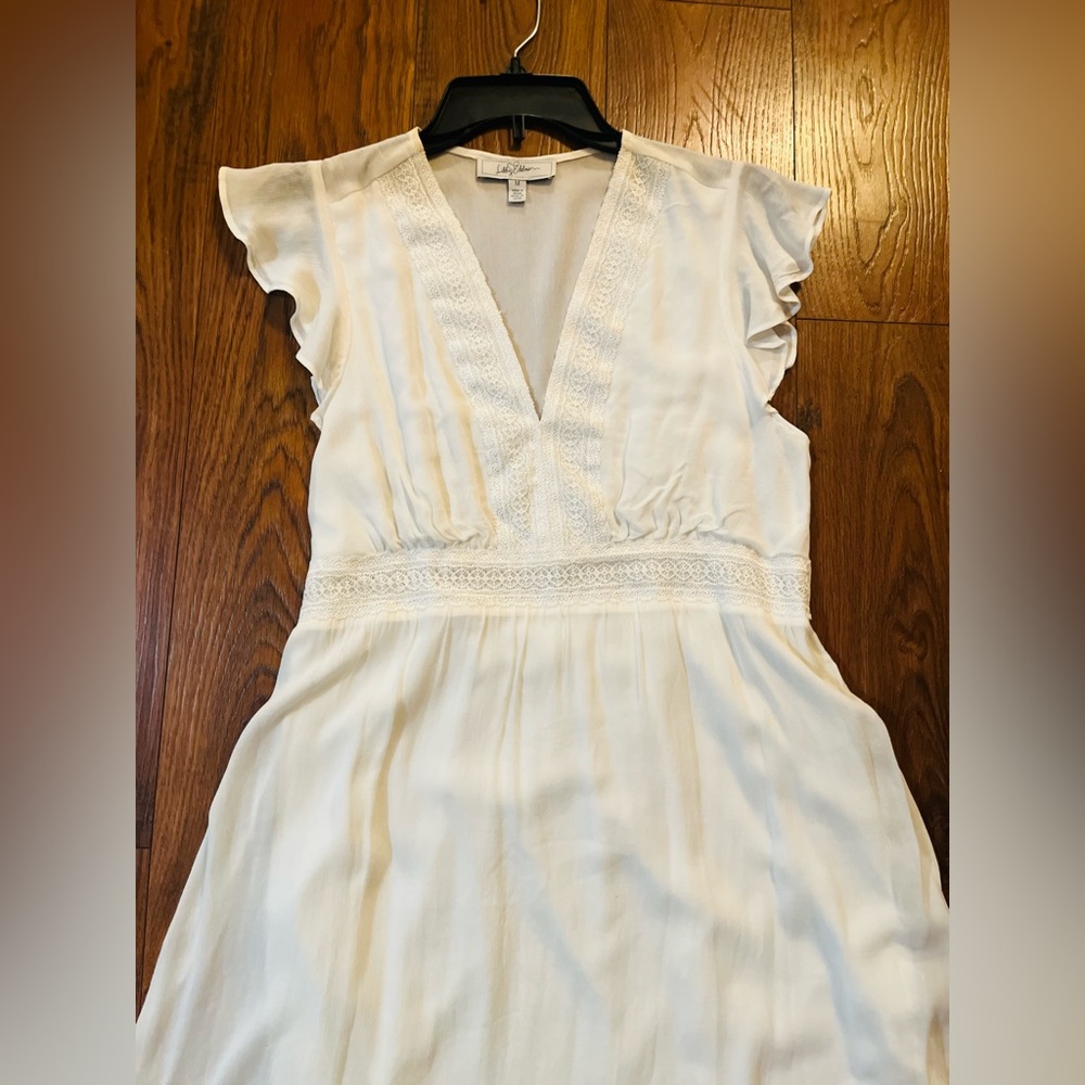 White Cream Sheer Dress with Inner Shell Size Medium